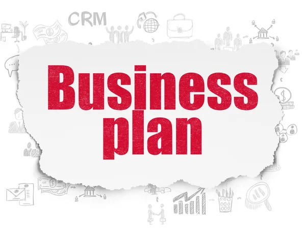 Concetto di business: Business Plan su sfondo carta strappata — Foto Stock