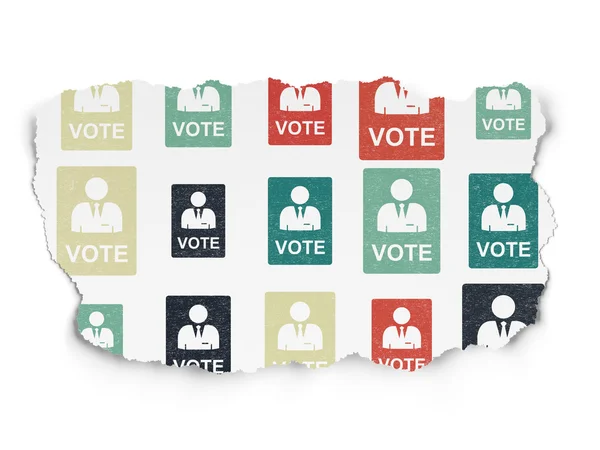 Political concept: Ballot icons on Torn Paper background — стокове фото