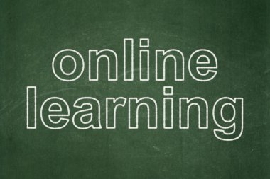 Education concept: Online Learning on chalkboard background
