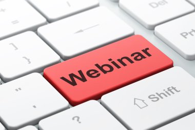 Studying concept: Webinar on computer keyboard background
