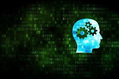 Learning concept: Head With Gears on digital background