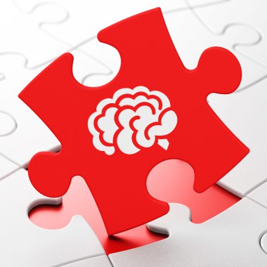 Health concept: Brain on puzzle background