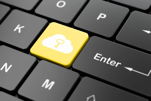 Cloud computing concept: Cloud With Key on computer keyboard background — Stock Photo, Image