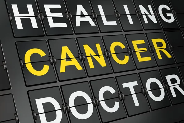 Концепция здравоохранения: Рак на фоне доски в аэропорту — стоковое фото