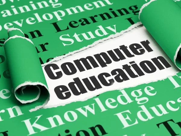 Studying concept: black text Computer Education under the piece of  torn paper — Stockfoto