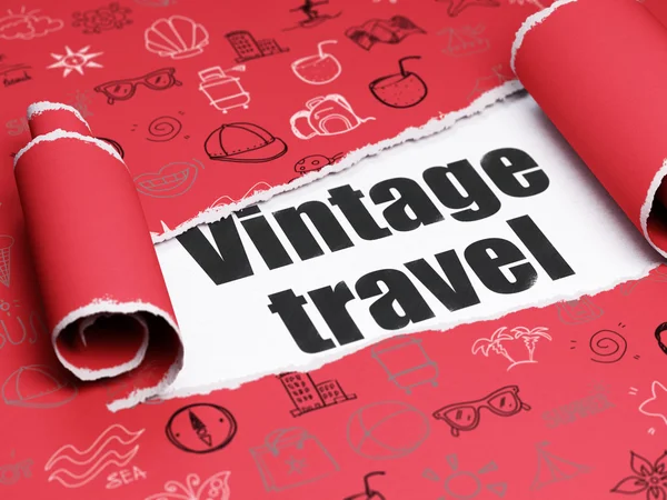 Concepto de viaje: texto negro Vintage Viaje bajo el pedazo de papel roto —  Fotos de Stock