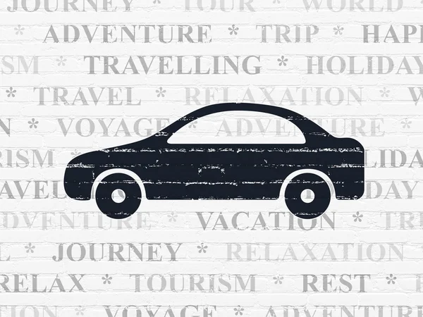 旅行のコンセプト:壁の背景に車 — ストック写真