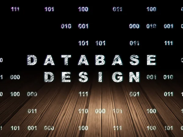 Software concept: Database Design in grunge dark room — Stock Photo, Image