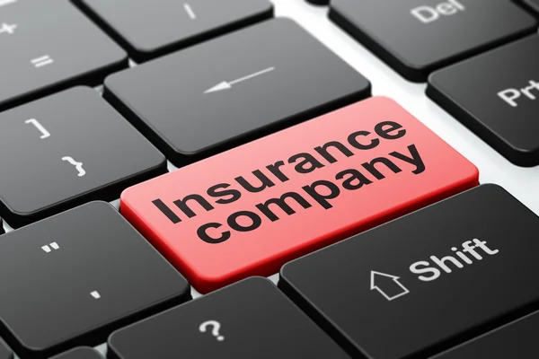 Försäkring koncept: försäkringsbolaget på dator tangentbord bakgrund — Stockfoto