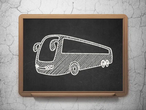 Tourism concept: Bus on chalkboard background — Stock fotografie