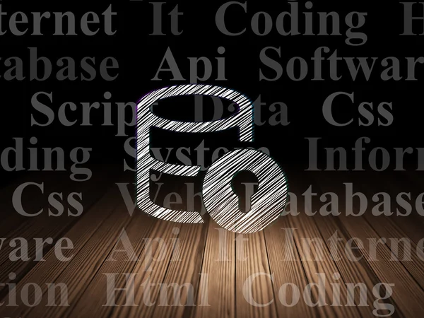 Database concept: Database With Lock in grunge dark room — Stock Fotó