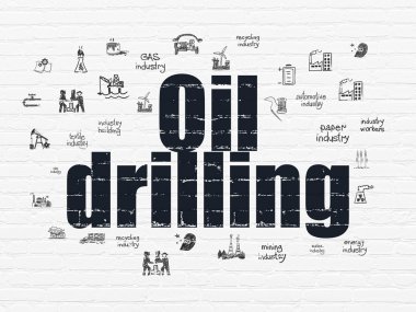 Manufacuring kavramı: Petrol Delme duvar arka plan üzerinde