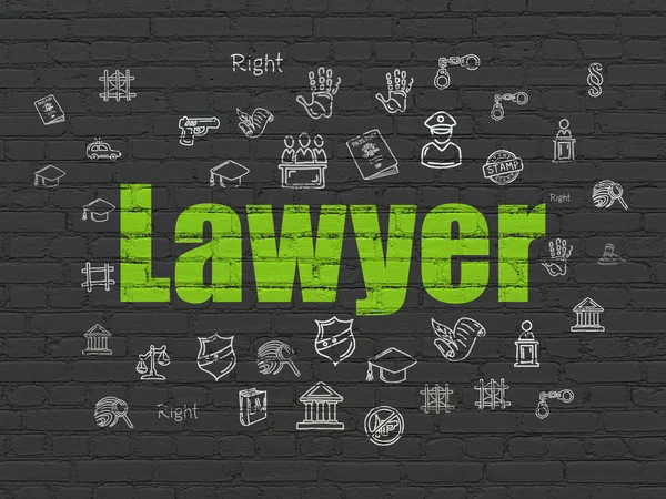 Zákon koncept: právník na zeď na pozadí — Stock fotografie