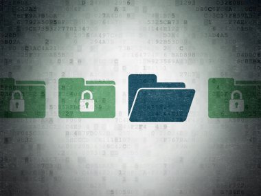 Koruma kavramı: Dijital Kağıt arka planda klasör simgesi