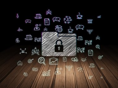 Ekonomi kavramı: klasör ile kilidi grunge karanlık odada