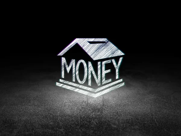Concept bancaire : Money Box en chambre noire grunge — Photo