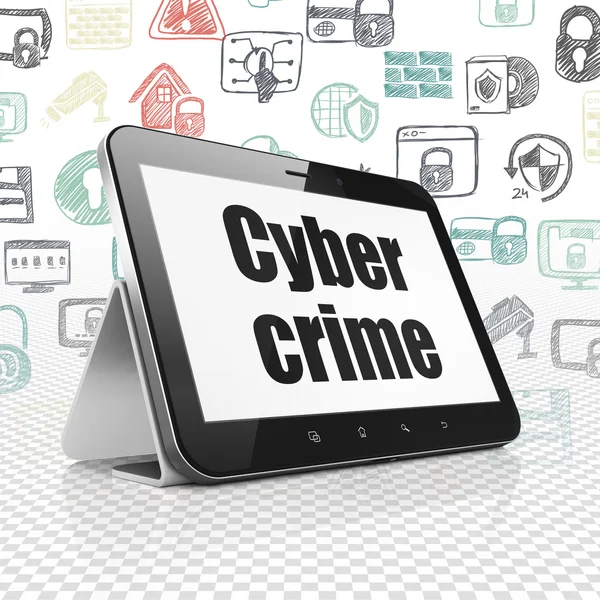 Sicherheitskonzept: Tablet-Computer mit ausgestellter Internetkriminalität — Stockfoto