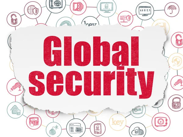 Sicherheitskonzept: Globale Sicherheit auf zerrissenem Papier — Stockfoto