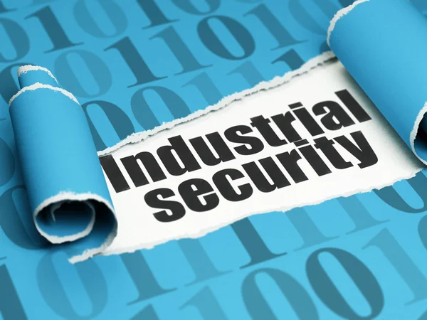 Safety concept: black text Industrial Security under the piece of  torn paper — Stockfoto