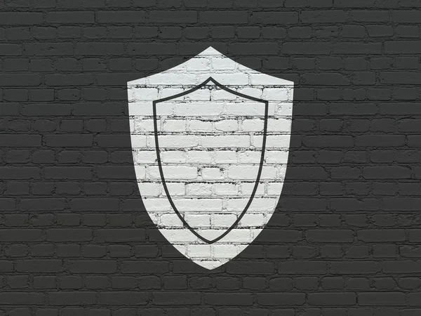 Conceito de segurança: Escudo no fundo da parede — Fotografia de Stock