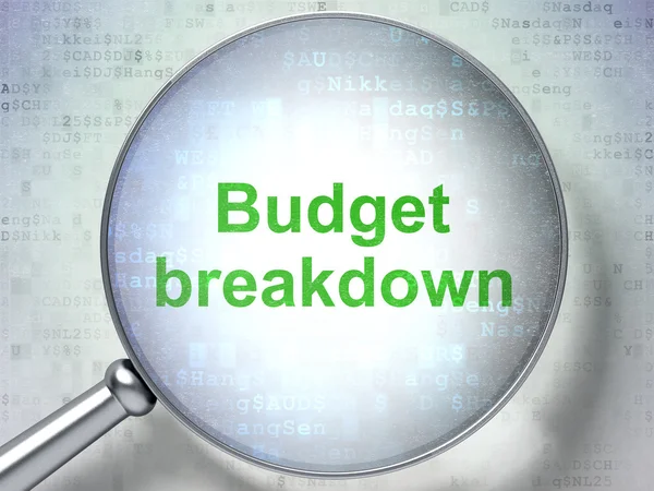 Business concept: Budget Breakdown with optical glass — Stock Photo, Image