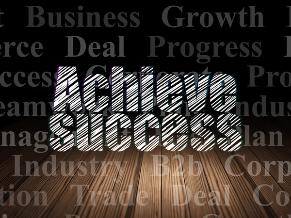 Business concept: Achieve Success in grunge dark room — Stock Photo, Image