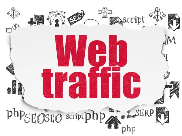 Концепция веб-дизайна: Web Traffic on Torn Paper background — стоковое фото