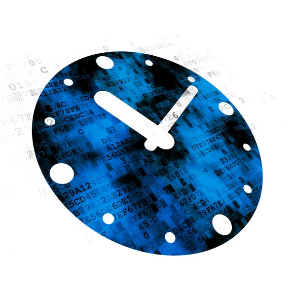 Concept de temps : Horloge sur fond numérique — Photo
