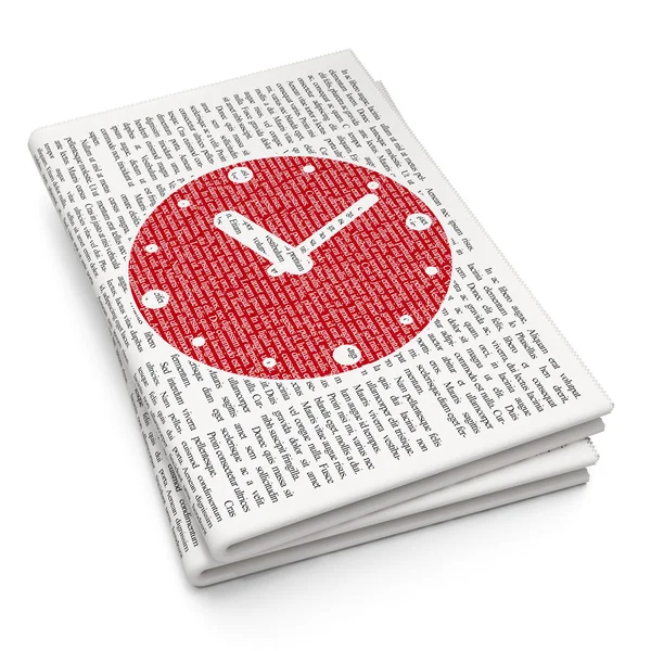 Time concept: Clock on Newspaper background — Stok fotoğraf