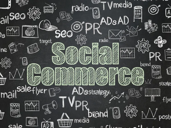 Advertising concept: Social Commerce on School Board background — Stock Photo, Image