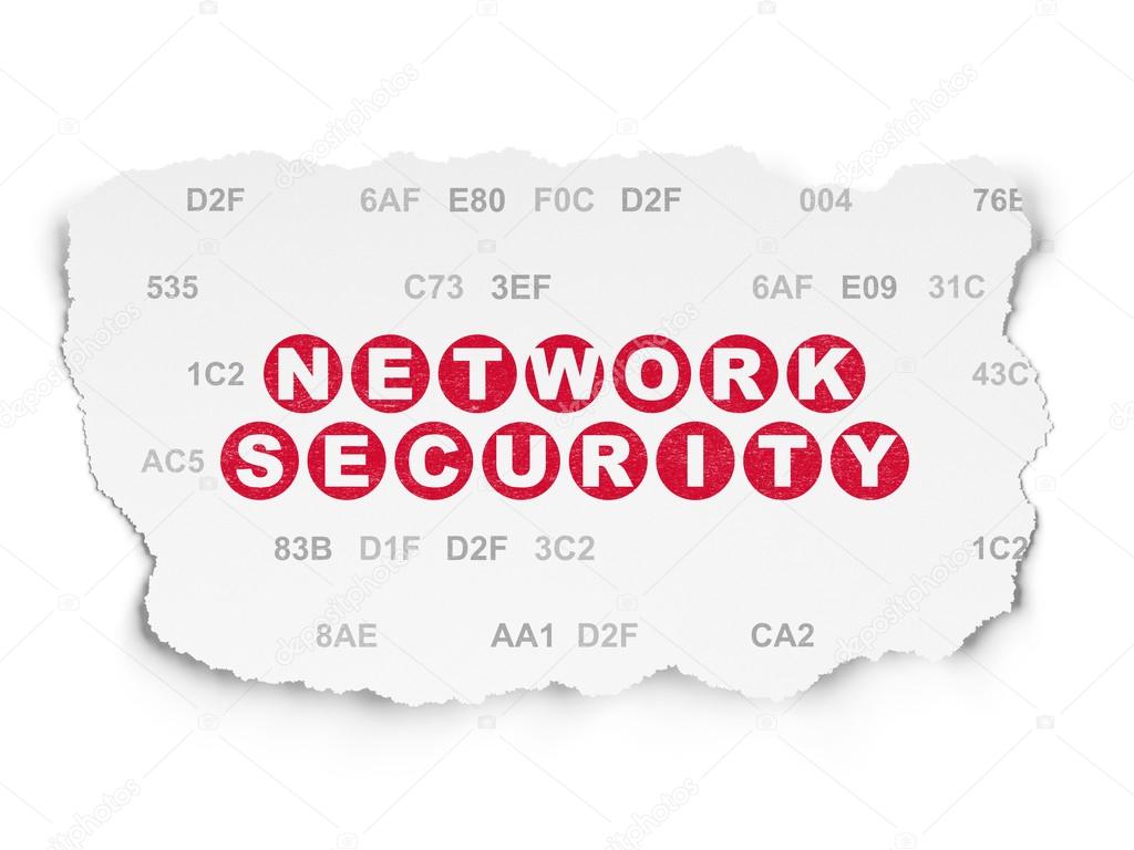 Safety concept: Network Security on Torn Paper background