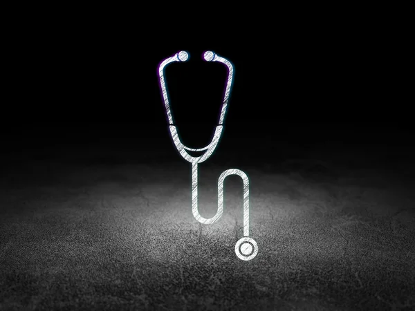 Concetto sanitario: stetoscopio in camera oscura grunge — Foto Stock