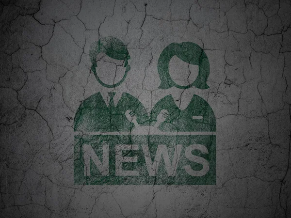 Nyheter koncept: nyhetsankare på grunge vägg bakgrund — Stockfoto