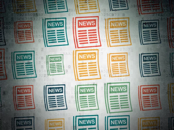 Concepto de noticias: Iconos de periódicos sobre fondo de papel digital —  Fotos de Stock