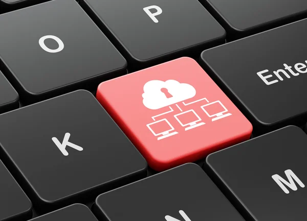 Cloud technology concept: Cloud Network on computer keyboard background — Stock Photo, Image