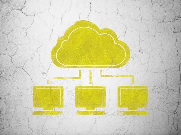 Cloud-Computing-Konzept: Cloud-Netzwerk auf Wandhintergrund — Stockfoto