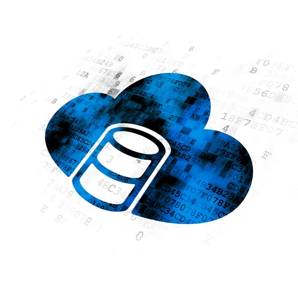 Cloud-Netzwerkkonzept: Datenbank mit Cloud auf digitalem Hintergrund — Stockfoto