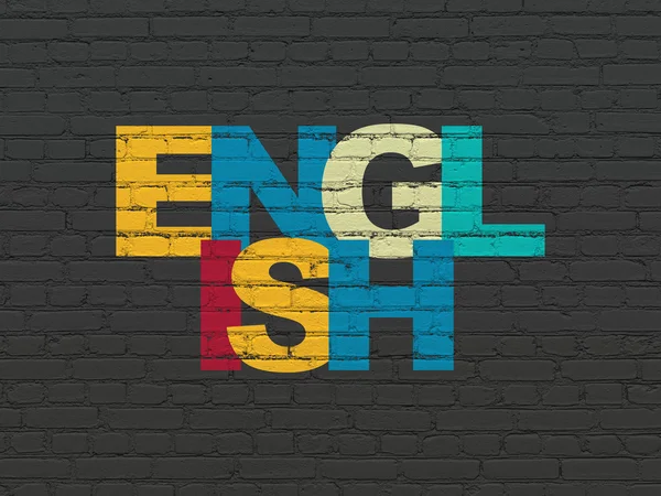 Концепция обучения: английский язык на стене — стоковое фото