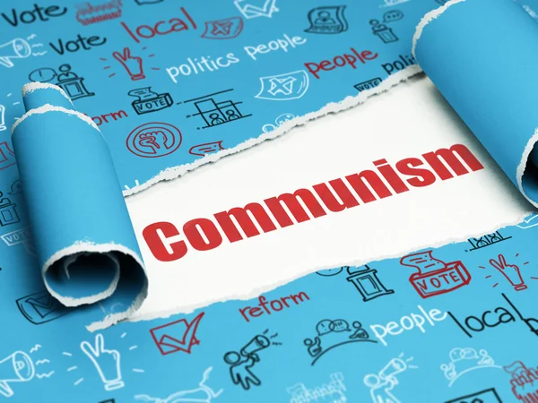 Politics concept: red text Communism under the piece of  torn paper — Stockfoto