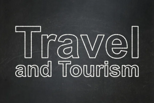 Έννοια ταξίδι: ταξίδια και τουρισμός σε φόντο Μαυροπίνακας — Φωτογραφία Αρχείου