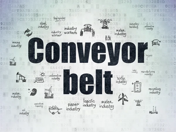 Manufacuring concept: Conveyor Belt on Digital Paper background — Stockfoto