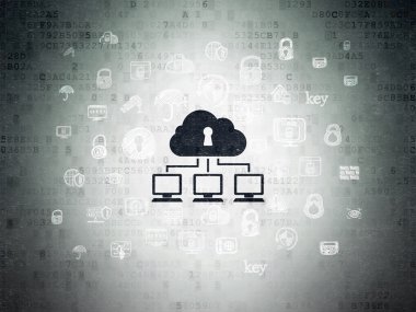 Safety concept: Cloud Network on Digital Paper background