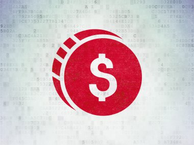 Banking concept: Dollar Coin on Digital Paper background