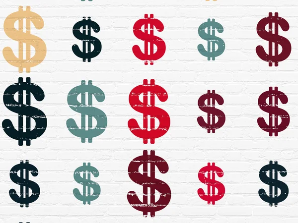 Currency concept: Dollar icons on wall background — Stock Photo, Image