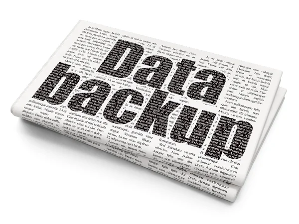 Conceito de informação: Backup de dados em fundo de jornal — Fotografia de Stock