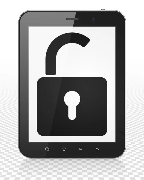 Information concept: Tablet Pc Computer with Opened Padlock on display — Stockfoto
