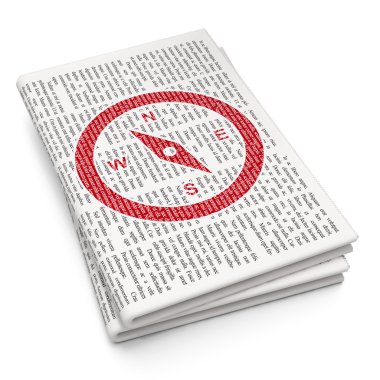 Vacation concept: Compass on Newspaper background