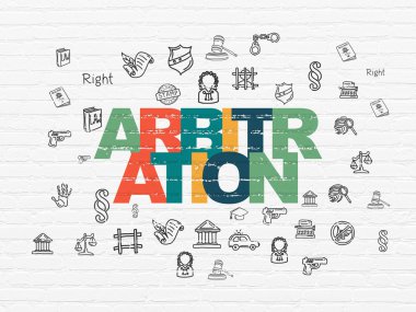 Hukuk kavramı: tahkim duvar arka plan üzerinde