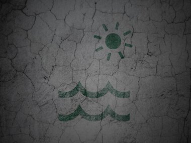 Tourism concept: Beach on grunge wall background