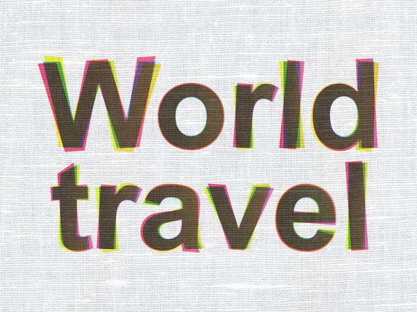 Conceito de viagem: World Travel on fabric texture background — Fotografia de Stock